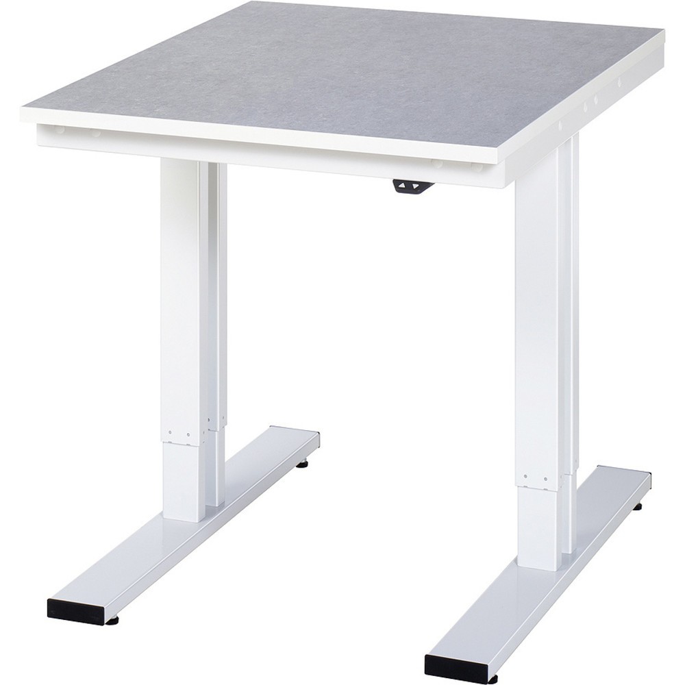 Produktabbildung: RAU elektrisch höhenverstellbarer Werktisch Serie adlatus 300, HxBxT 720-1.120 x 750 x 1.000 mm, Linoleum-/Universal-Belag Arbeitsplatte