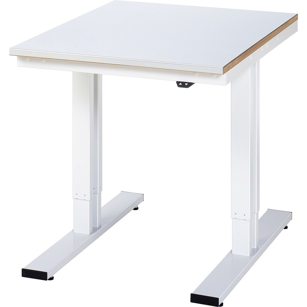 Produktabbildung: RAU elektrisch höhenverstellbarer Werktisch Serie adlatus 300, HxBxT 720-1.120 x 750 x 1.000 mm, Stahlblechbelag Arbeitsplatte