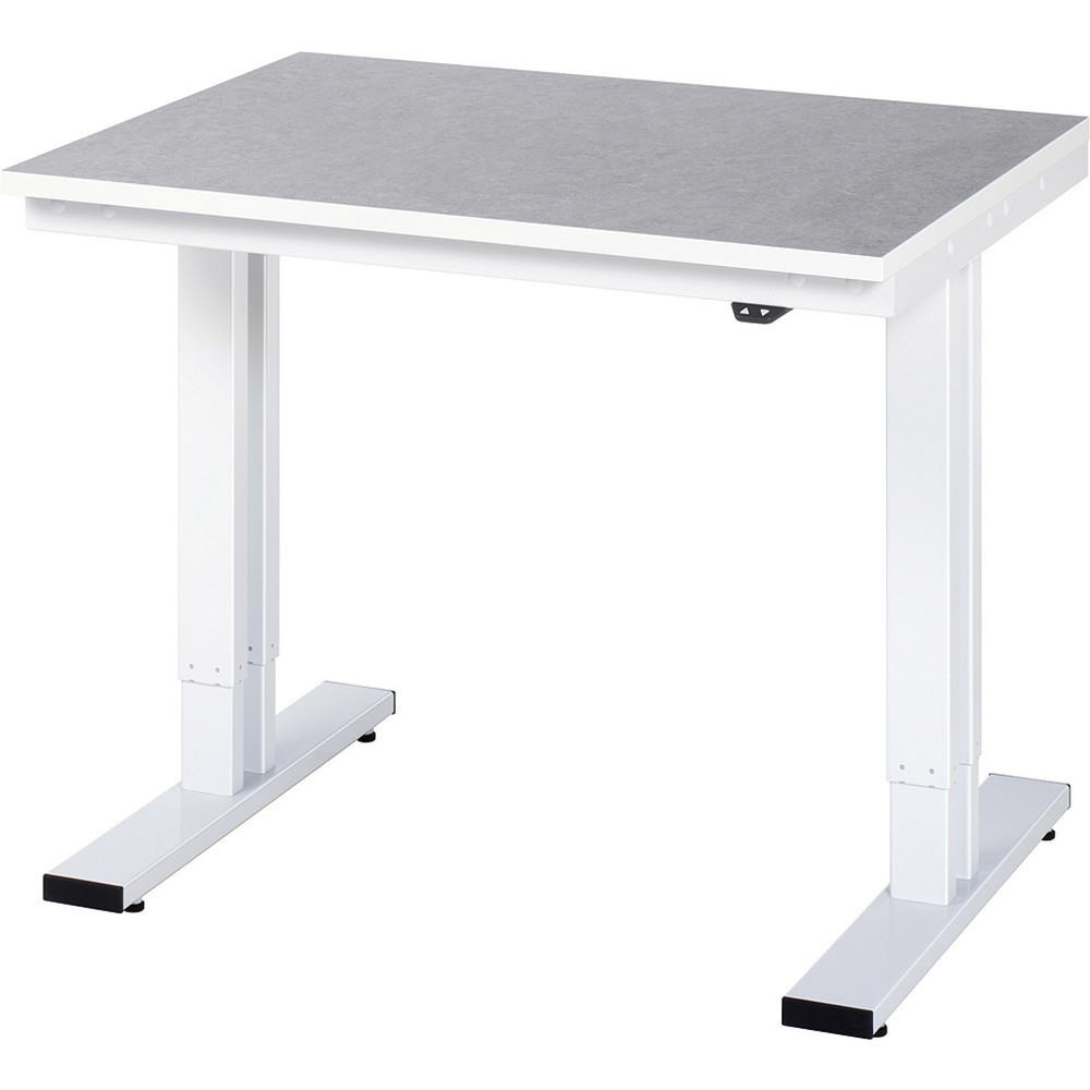 Produktabbildung: RAU elektrisch höhenverstellbarer Werktisch Serie adlatus 300, HxBxT 720-1.120 x 1.000 x 800 mm, Linoleum-/Universal-Belag Arbeitsplatte