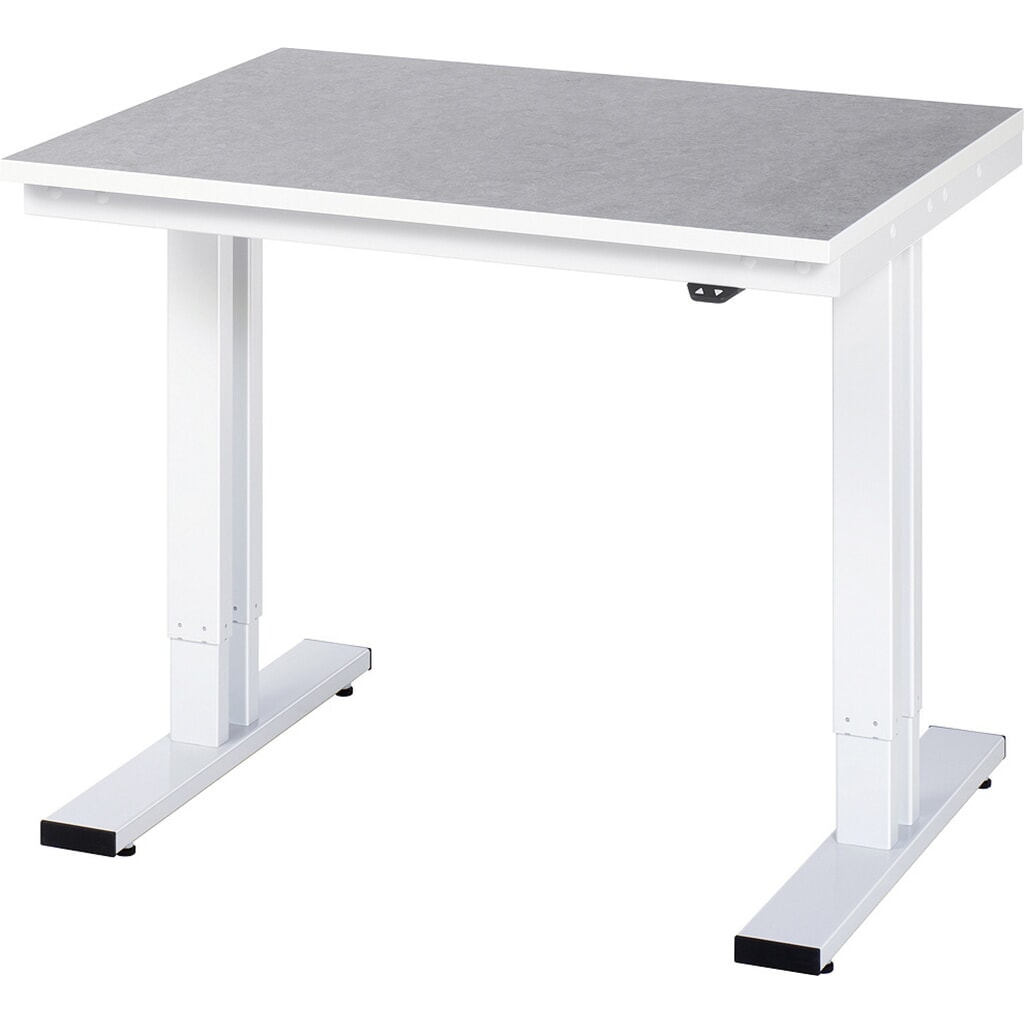 RAU elektrisch höhenverstellbarer Werktisch Serie adlatus 300, HxBxT 720-1.120 x 1.000 x 800 mm, Linoleum-/Universal-Belag Arbeitsplatte Produktabbildung: RAU elektrisch höhenverstellbarer Werktisch Serie adlatus 300, HxBxT 720-1.120 x 1.000 x 800 mm, Linoleum-/Universal-Belag Arbeitsplatte