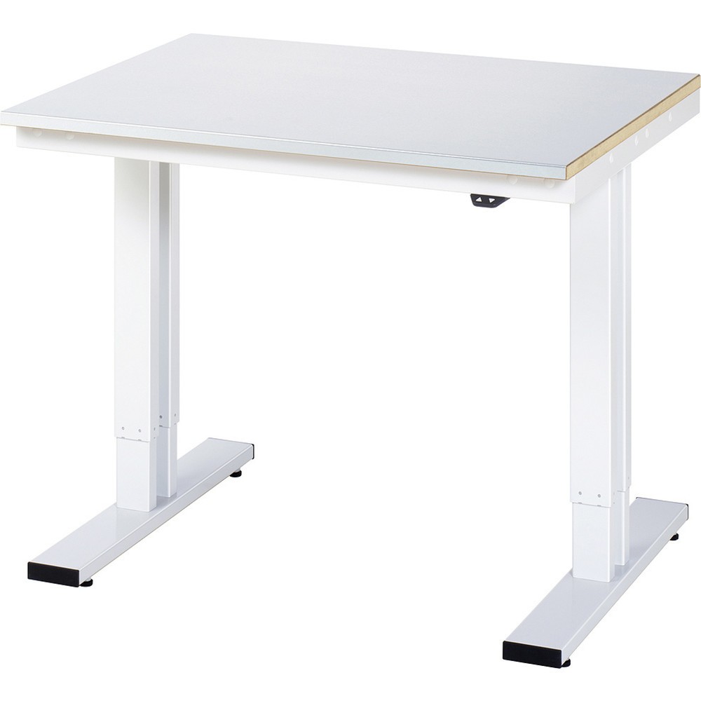 Produktabbildung: RAU elektrisch höhenverstellbarer Werktisch Serie adlatus 300, HxBxT 720-1.120 x 1.000 x 800 mm, Stahlblechbelag Arbeitsplatte