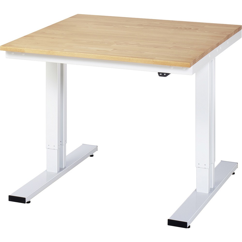 Produktabbildung: RAU elektrisch höhenverstellbarer Werktisch Serie adlatus 300, HxBxT 720-1.120 x 1.000 x 1.000 mm, Arbeitsplatte Buche