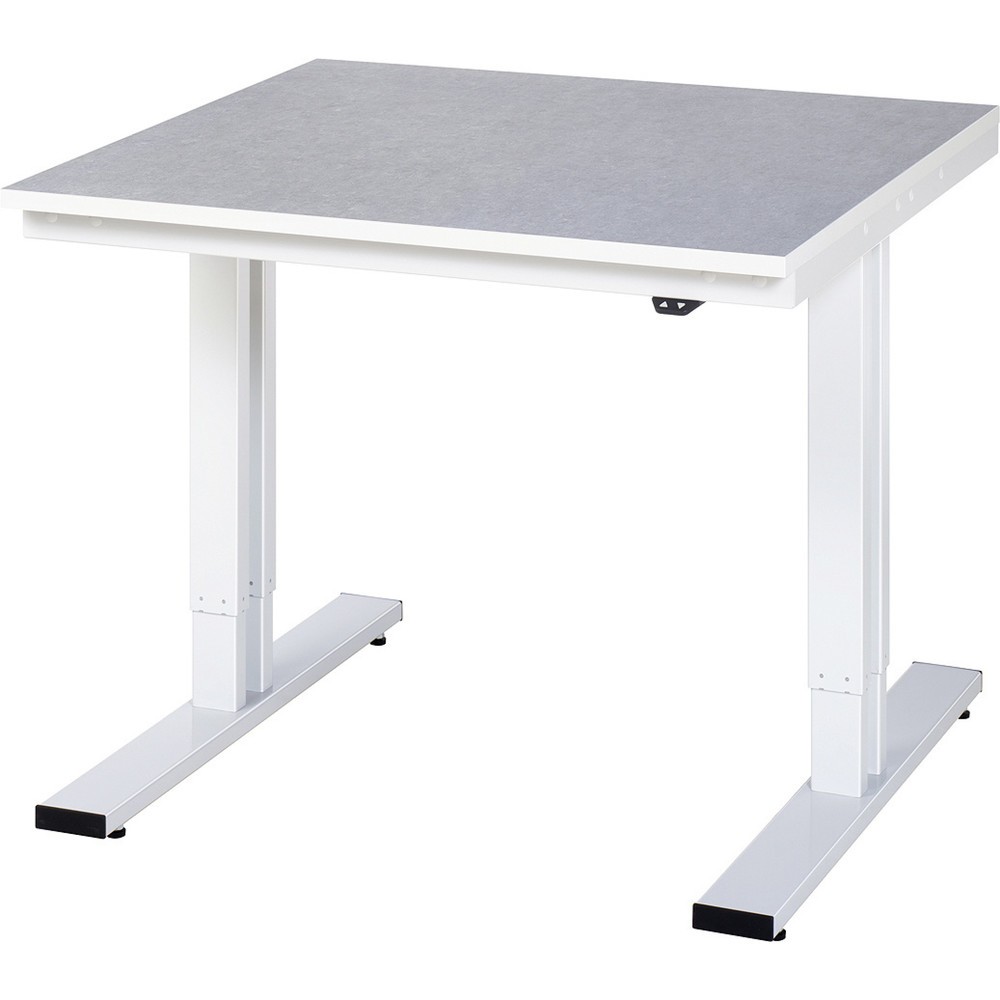 Produktabbildung: RAU elektrisch höhenverstellbarer Werktisch Serie adlatus 300, HxBxT 720-1.120 x 1.000 x 1.000 mm, Linoleum-/Universal-Belag Arbeitsplatte