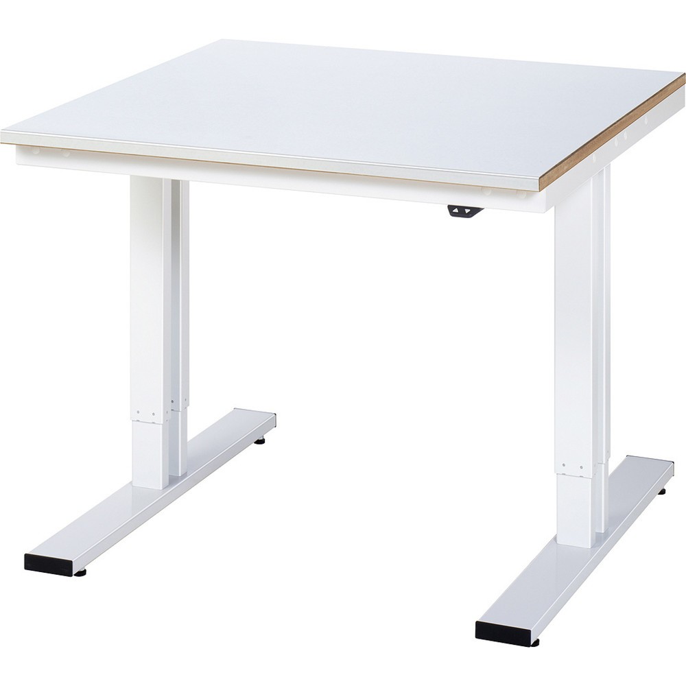 Produktabbildung: RAU elektrisch höhenverstellbarer Werktisch Serie adlatus 300, HxBxT 720-1.120 x 1.000 x 1.000 mm, Stahlblechbelag Arbeitsplatte