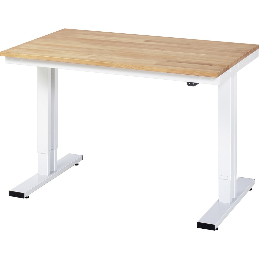 Produktabbildung: RAU elektrisch höhenverstellbarer Werktisch Serie adlatus 300, HxBxT 720-1.120 x 1.250 x 800 mm, Arbeitsplatte Buchet