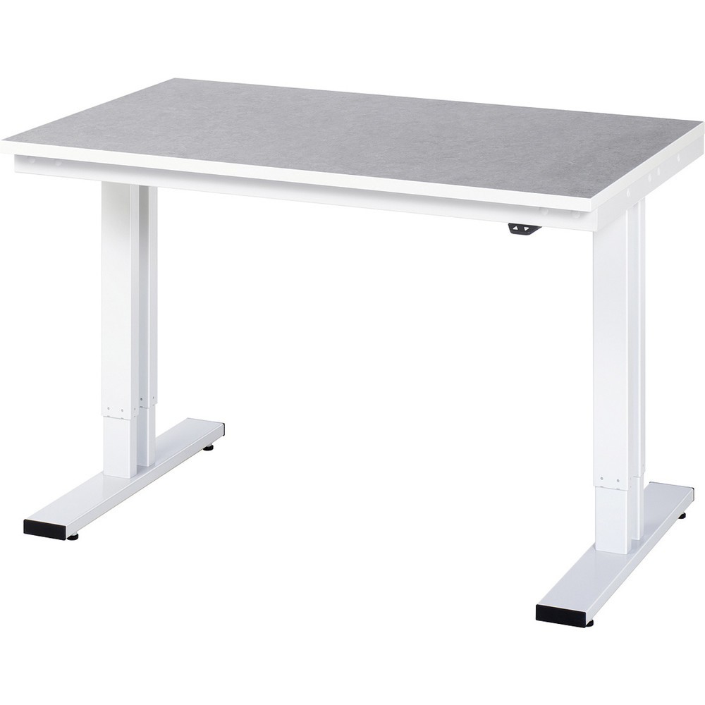 Produktabbildung: RAU elektrisch höhenverstellbarer Werktisch Serie adlatus 300, HxBxT 720-1.120 x 1.250 x 800 mm, Linoleum-/Universal-Belag Arbeitsplatte