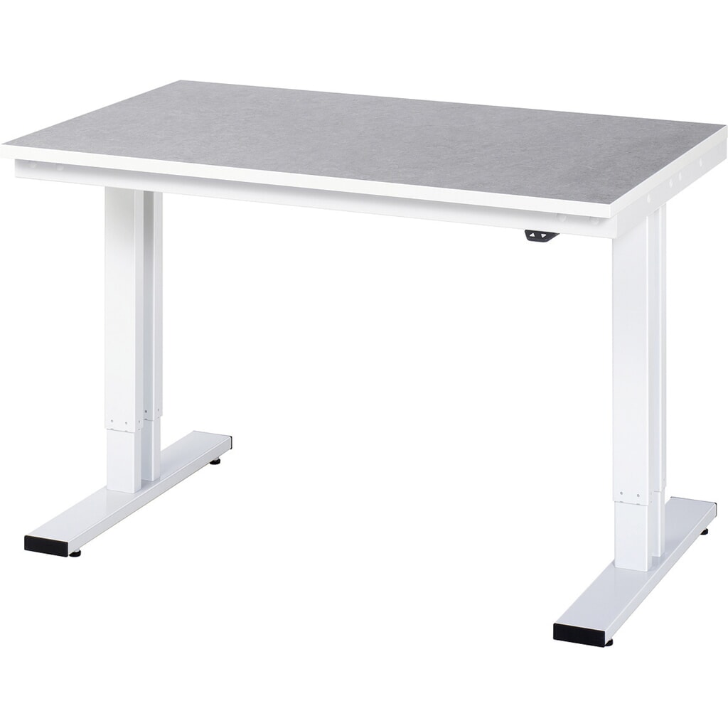 Produktabbildung: RAU elektrisch höhenverstellbarer Werktisch Serie adlatus 300, HxBxT 720-1.120 x 1.250 x 800 mm, Linoleum-/Universal-Belag Arbeitsplatte