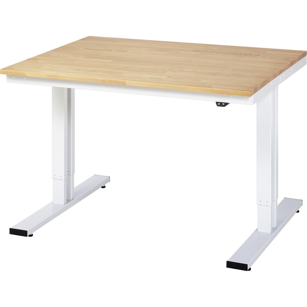 Produktabbildung: RAU elektrisch höhenverstellbarer Werktisch Serie adlatus 300, HxBxT 720-1.120 x 1.250 x 1.000 mm, Arbeitsplatte Buche