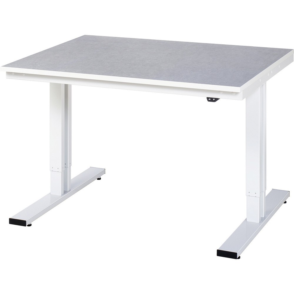 Produktabbildung: RAU elektrisch höhenverstellbarer Werktisch Serie adlatus 300, HxBxT 720-1.120 x 1.250 x 1.000 mm, Linoleum-/Universal-Belag Arbeitsplatte