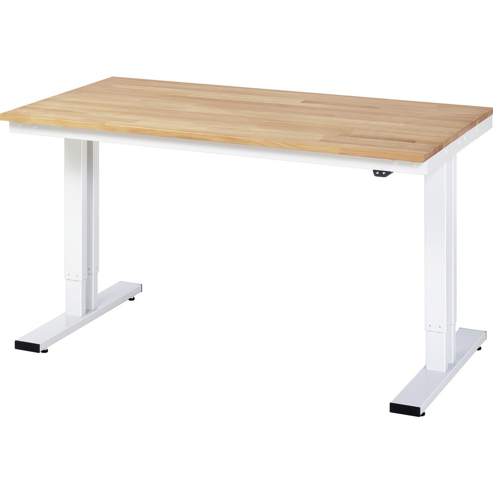 Produktabbildung: RAU elektrisch höhenverstellbarer Werktisch Serie adlatus 300, HxBxT 720-1.120 x 1.500 x 800 mm, Arbeitsplatte Buche