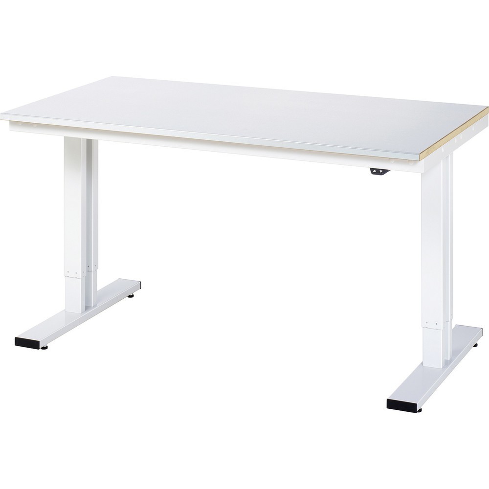 Produktabbildung: RAU elektrisch höhenverstellbarer Werktisch Serie adlatus 300, HxBxT 720-1.120 x 1.500 x 800 mm, Stahlblechbelag