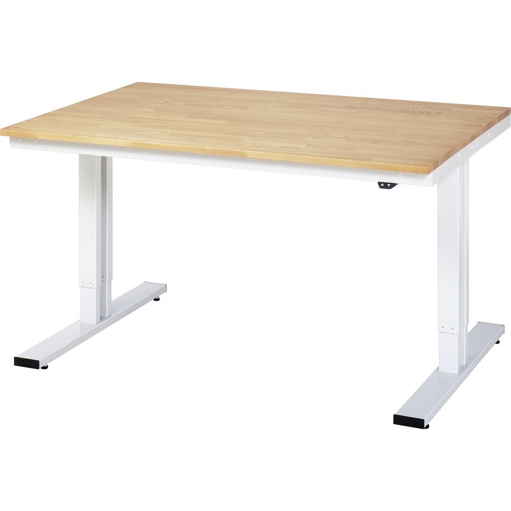 Produktabbildung: RAU elektrisch höhenverstellbarer Werktisch Serie adlatus 300, HxBxT 720-1.120 x 1.500 x 1.000 mm, Arbeitsplatte Buche