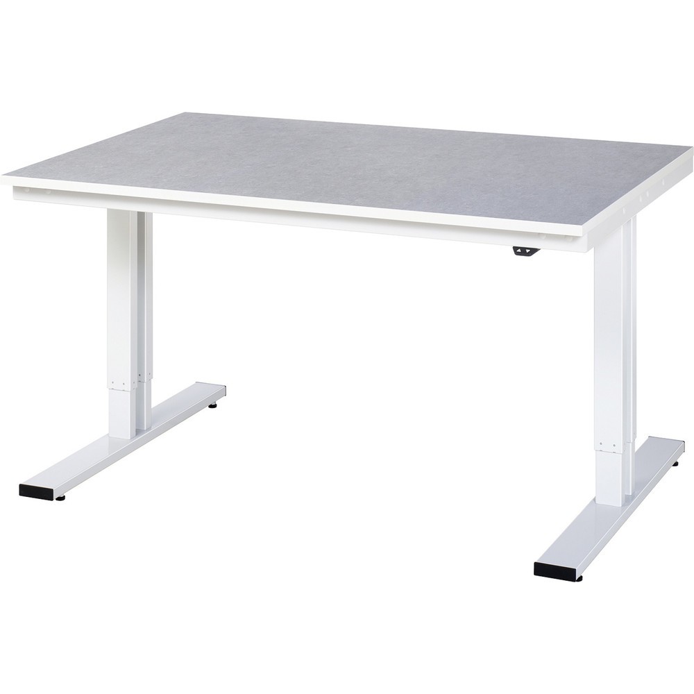 Produktabbildung: RAU elektrisch höhenverstellbarer Werktisch Serie adlatus 300, HxBxT 720-1.120 x 1.500 x 1.000 mm, Linoleum-/Universal-Belag Arbeitsplatte