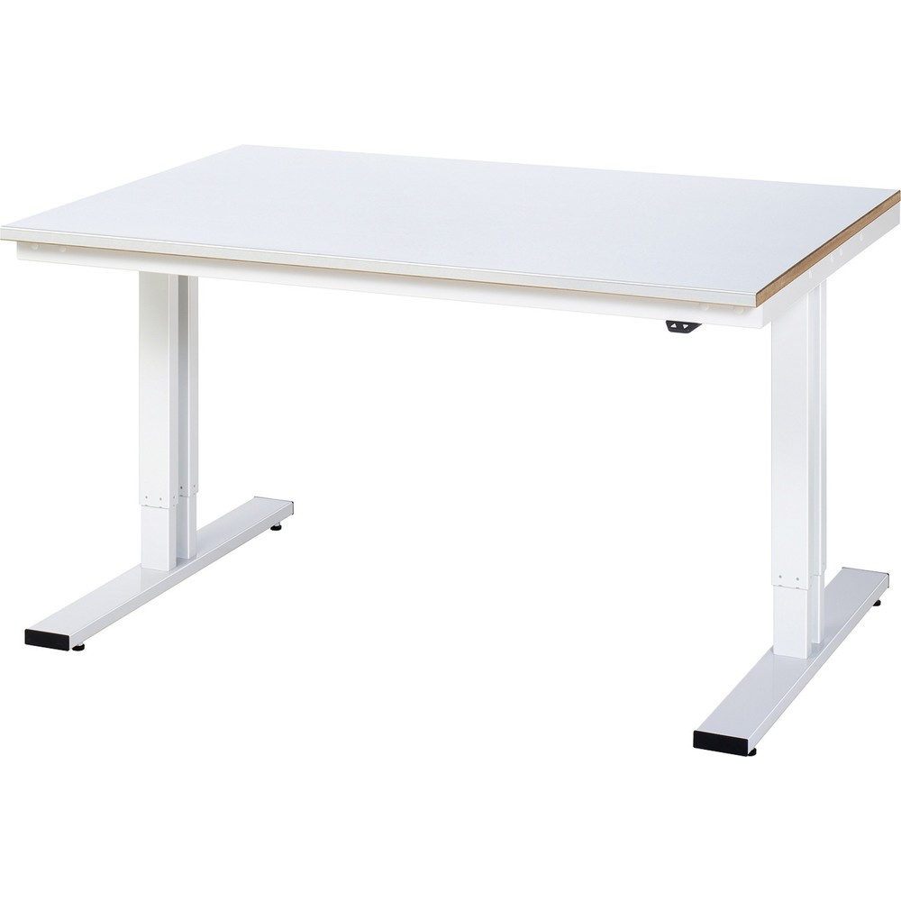 Produktabbildung: RAU elektrisch höhenverstellbarer Werktisch Serie adlatus 300, HxBxT 720-1.120 x 1.500 x 1.000 mm, Stahlblechbelag Arbeitsplatte
