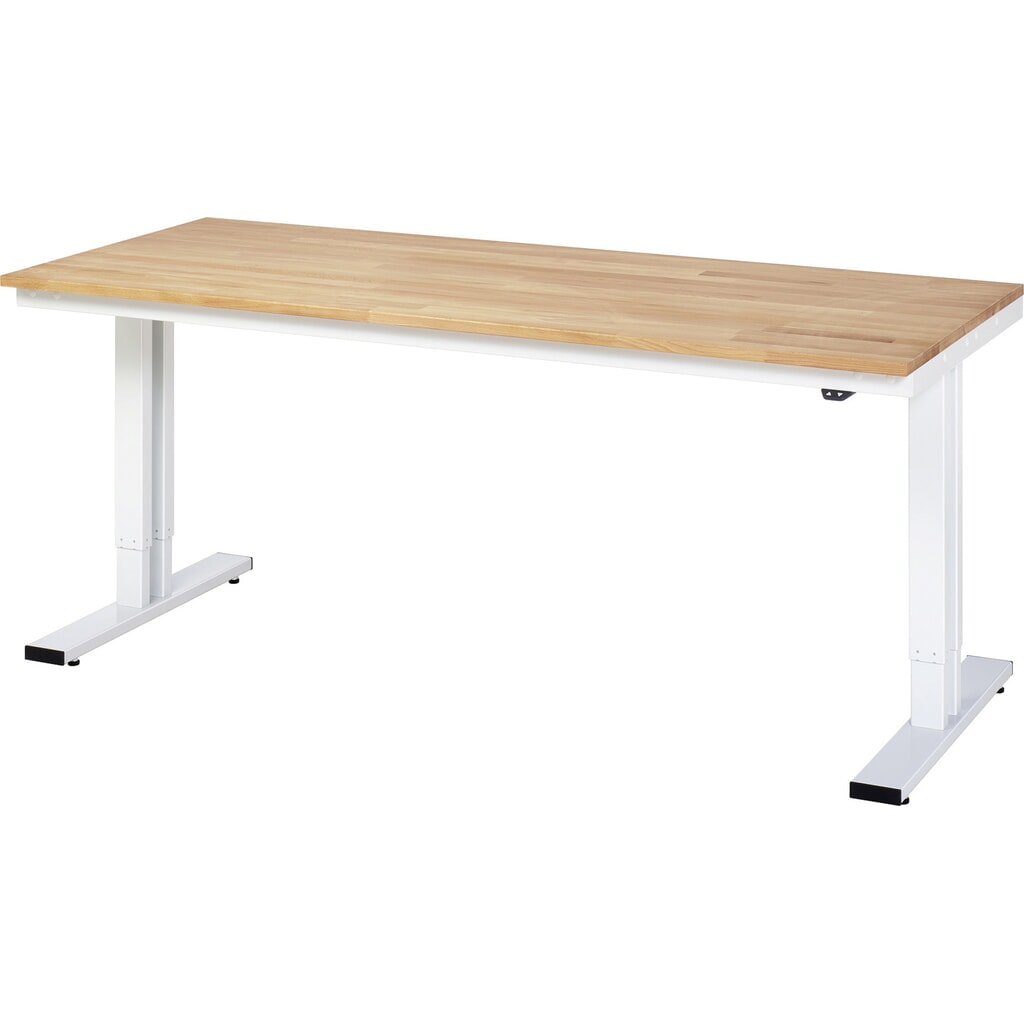 Produktabbildung: RAU elektrisch höhenverstellbarer Werktisch Serie adlatus 300, HxBxT 720-1.120 x 2.000 x 800 mm, Arbeitsplatte Buche