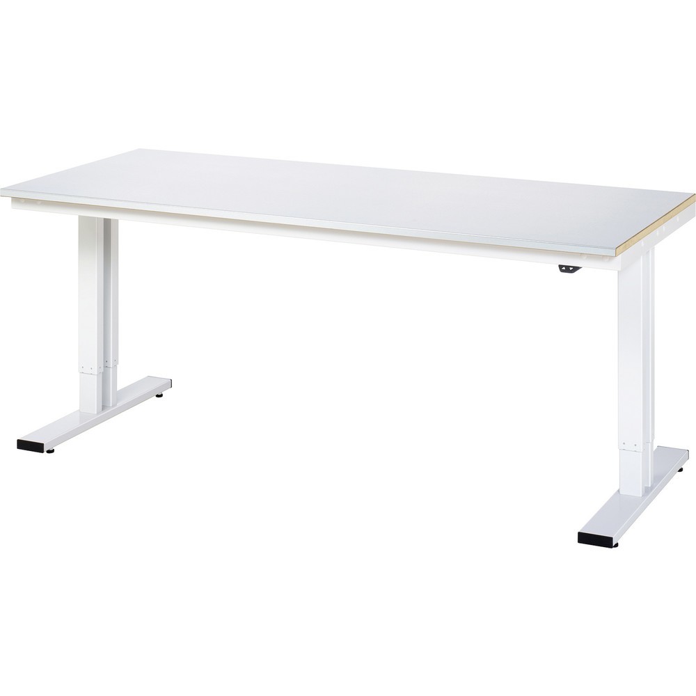 Produktabbildung: RAU elektrisch höhenverstellbarer Werktisch Serie adlatus 300, HxBxT 720-1.120 x 2.000 x 800 mm, Stahlblechbelag Arbeitsplatte