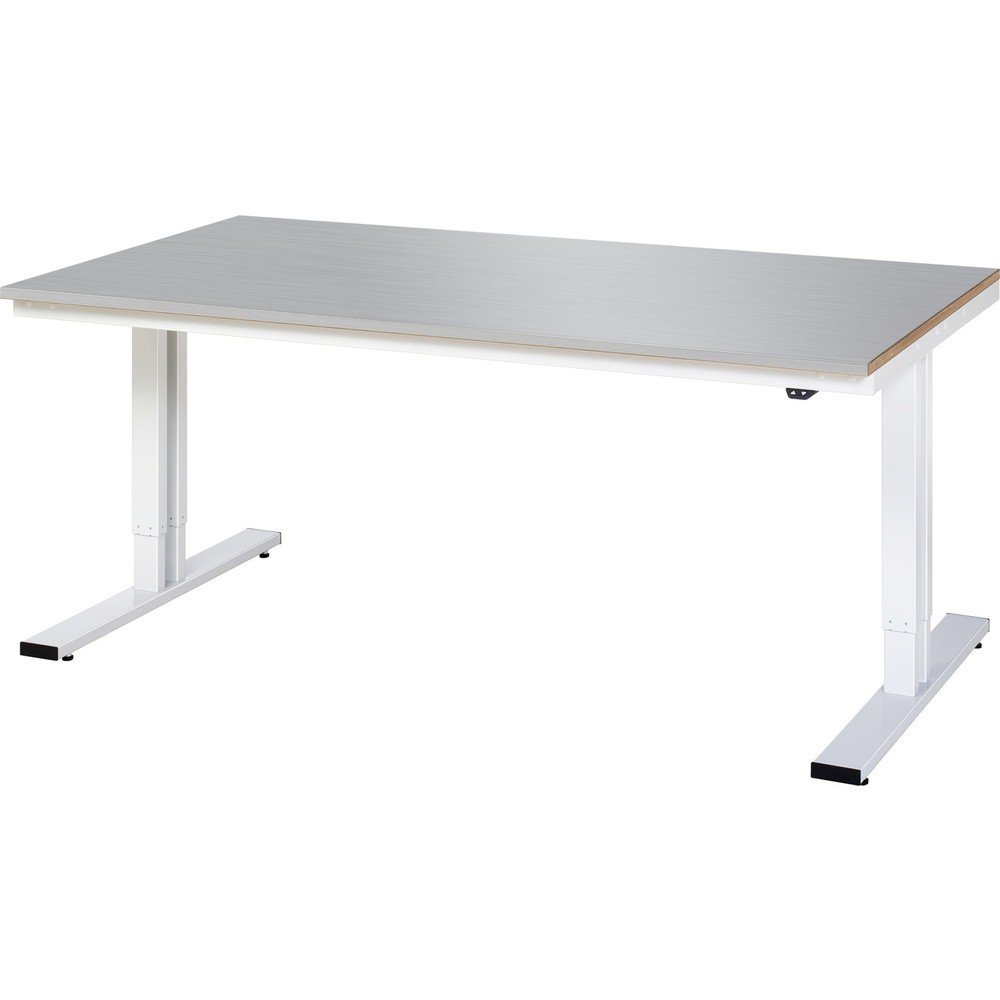 Produktabbildung: RAU elektrisch höhenverstellbarer Werktisch Serie adlatus 300, HxBxT 720-1.120 x 2.000 x 1.000 mm, Edelstahlblech-Belag Arbeitsplatte