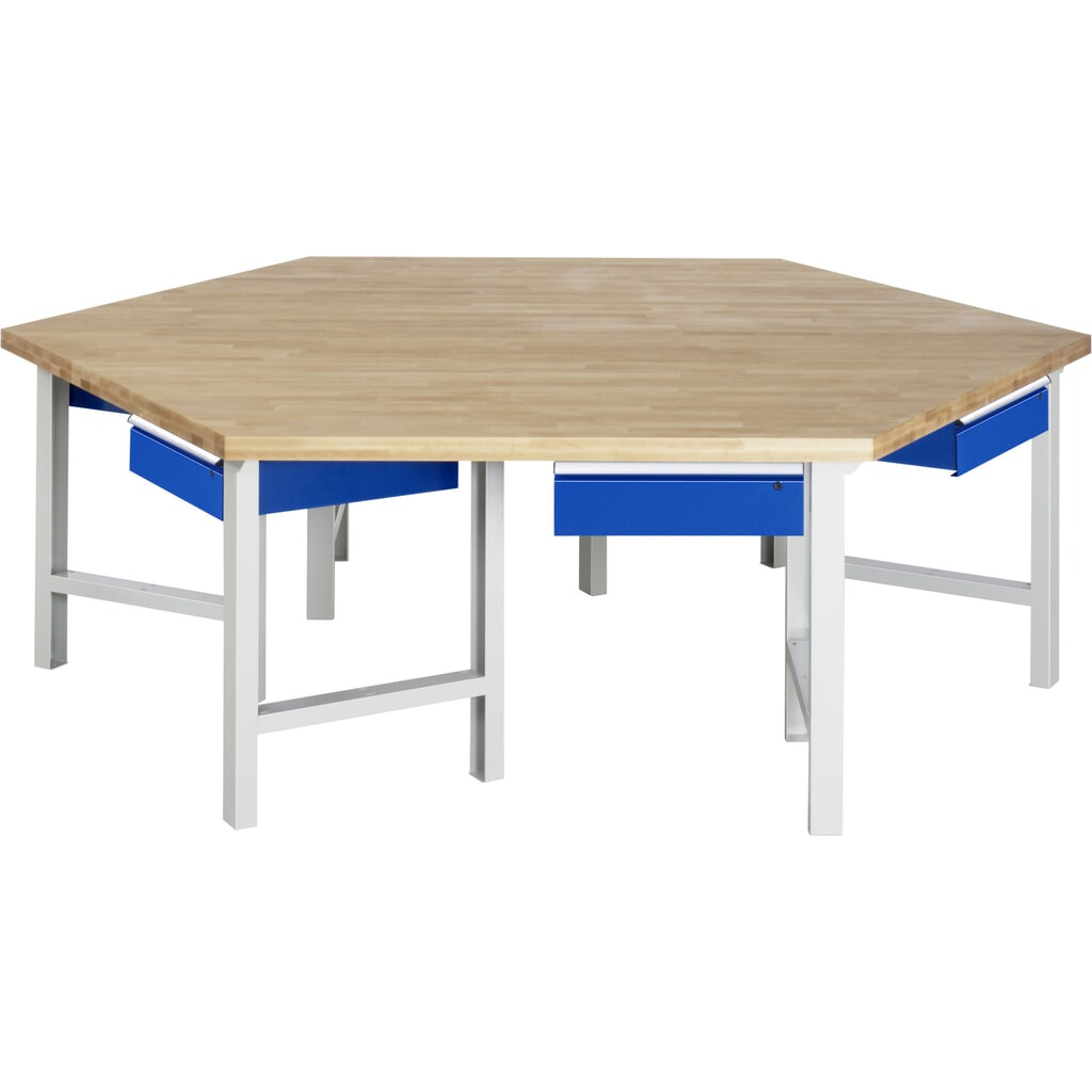 RAU Gruppenwerkbank Serie 4000, HxBxT 840 x 2.700 x 2.340 mm, 6 Schubladen mit ErgoScript® Produktabbildung: RAU Gruppenwerkbank Serie 4000, HxBxT 840 x 2.700 x 2.340 mm, 6 Schubladen mit ErgoScript®
