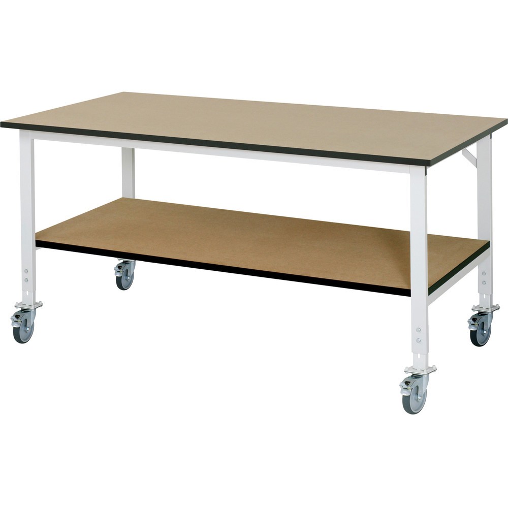 Produktabbildung: RAU höhenverstellbarer, mobiler Werktisch Serie TOM, HxBxT 760-1.080 x 2.500 x 1.000 mm, MDF Arbeitsplatte