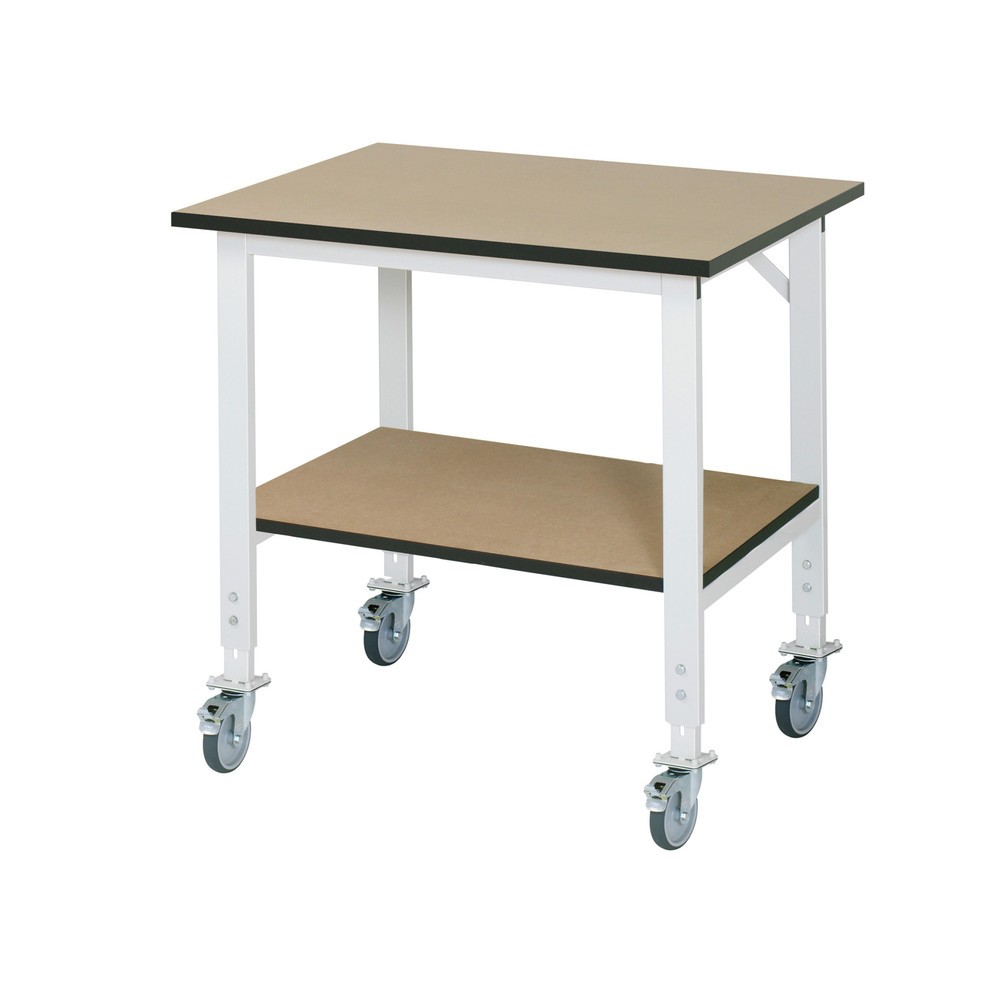 Produktabbildung: RAU höhenverstellbarer, mobiler Werktisch Serie TOM, HxBxT 760-1.080 x 1.000 x 800 mm, MDF Arbeitsplatte