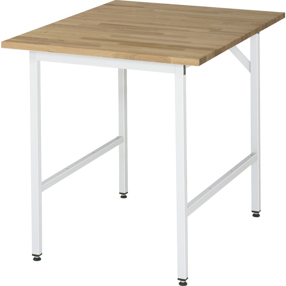 Produktabbildung: RAU höhenverstellbarer Werktisch Serie JERRY, HxBxT 800-850 x 750 x 1.000 mm, Arbeitsplatte Buche-Massiv