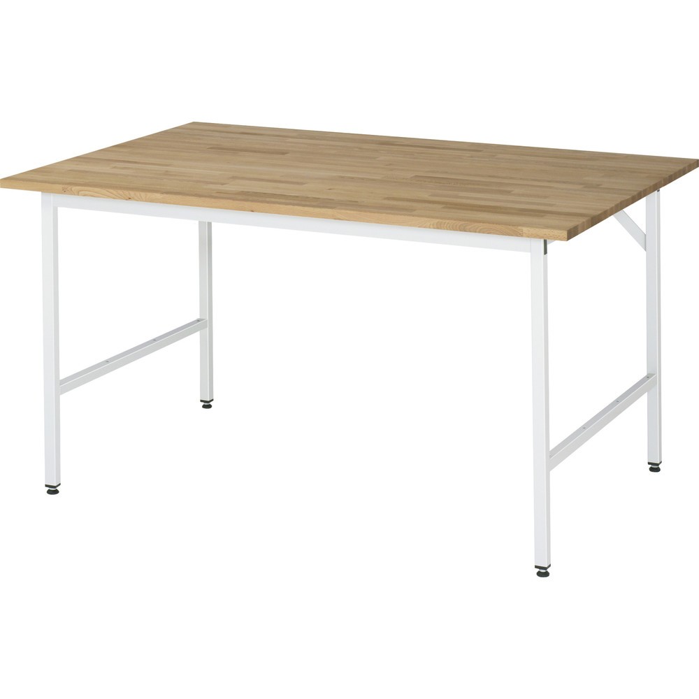 Produktabbildung: RAU höhenverstellbarer Werktisch Serie JERRY, HxBxT 800-850 x 1.500 x 1.000 mm, Arbeitsplatte Buche-Massiv