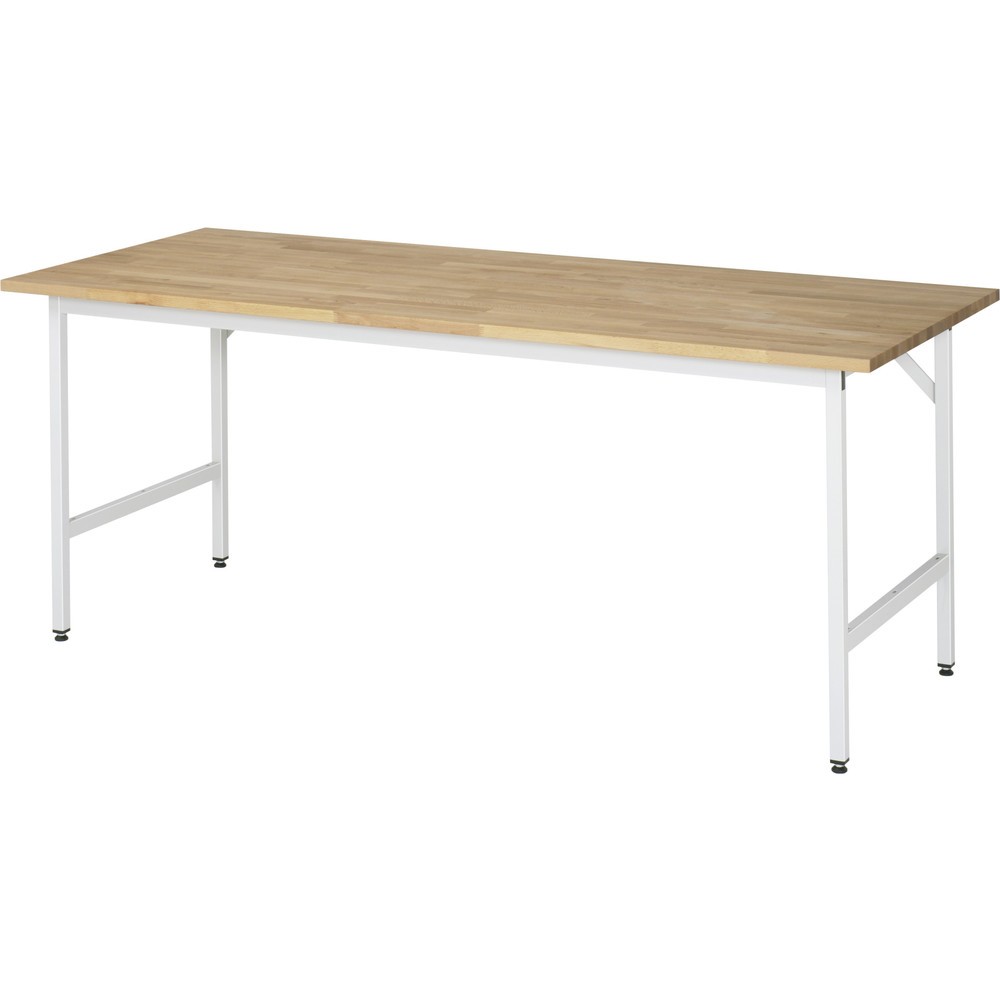 Produktabbildung: RAU höhenverstellbarer Werktisch Serie JERRY, HxBxT 800-850 x 2.500 x 800 mm, Arbeitsplatte Buche-Massiv