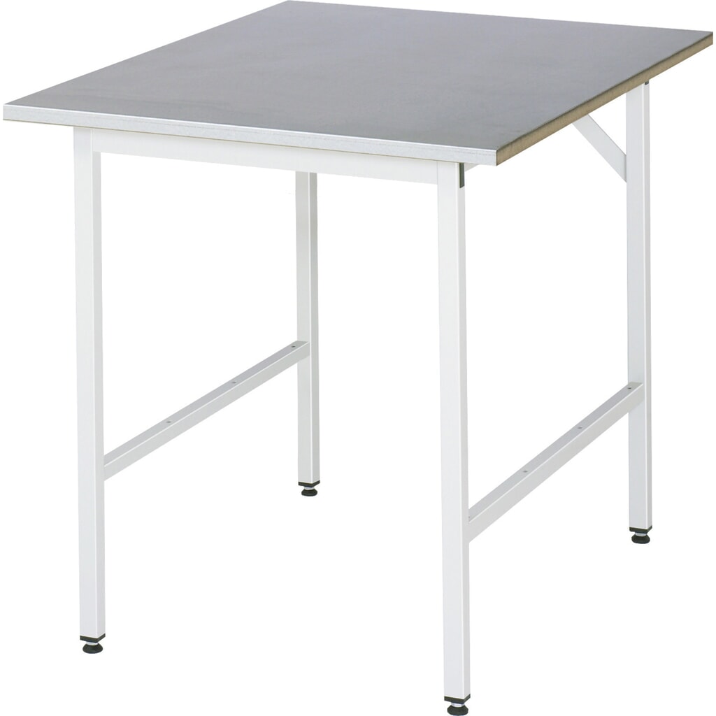 Produktabbildung: RAU höhenverstellbarer Werktisch Serie JERRY, HxBxT 800-850 x 750 x 1.000 mm, Arbeitsplatte Stahlblech-Belag