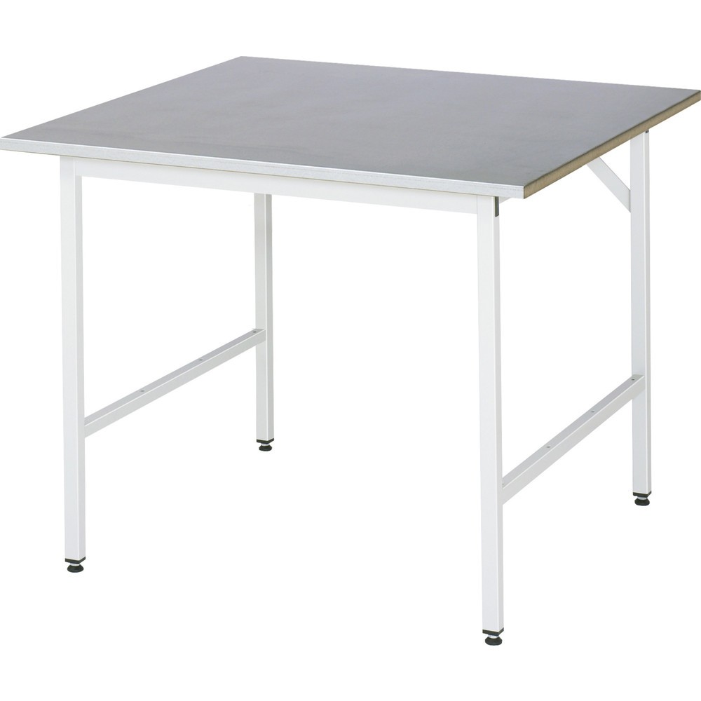 Produktabbildung Nr. 1: RAU höhenverstellbarer Werktisch Serie JERRY, HxBxT 800-850 x 1.000 x 1.000 mm, Arbeitsplatte Edelstahlblech-Belag