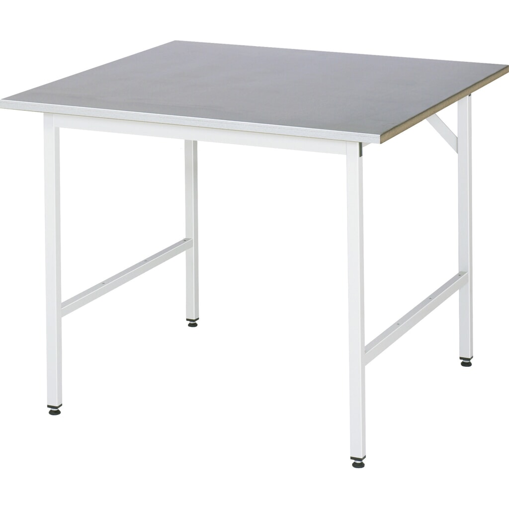 RAU höhenverstellbarer Werktisch Serie JERRY, HxBxT 800-850 x 1.000 x 1.000 mm, Arbeitsplatte Stahlblech-Belag Produktabbildung: RAU höhenverstellbarer Werktisch Serie JERRY, HxBxT 800-850 x 1.000 x 1.000 mm, Arbeitsplatte Stahlblech-Belag