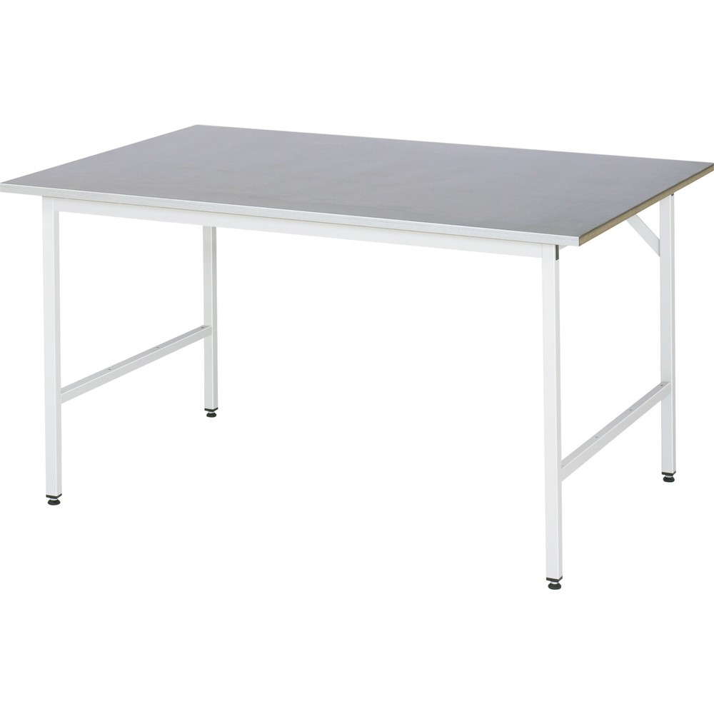 Produktabbildung Nr. 1: RAU höhenverstellbarer Werktisch Serie JERRY, HxBxT 800-850 x 1.500 x 1.000 mm, Arbeitsplatte Stahlblech-Belag