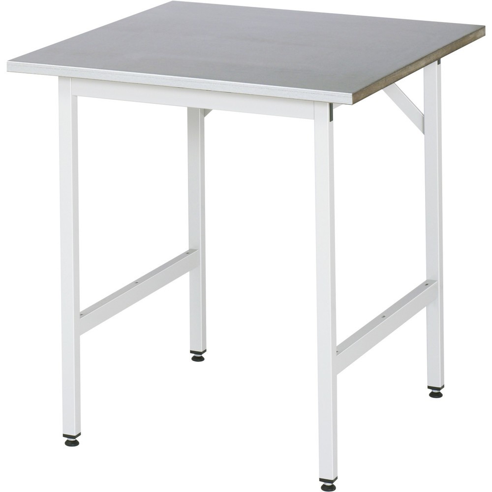 Produktabbildung: RAU höhenverstellbarer Werktisch Serie JERRY, HxBxT 800-850 x 750 x 800 mm, Arbeitsplatte Edelstahlblech-Belag