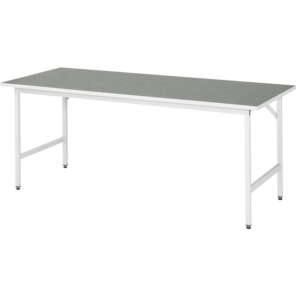 Produktabbildung: RAU höhenverstellbarer Werktisch Serie JERRY, HxBxT 800-850 x 2.500 x 800 mm, Arbeitsplatte Universal-/Linoleum-Belag