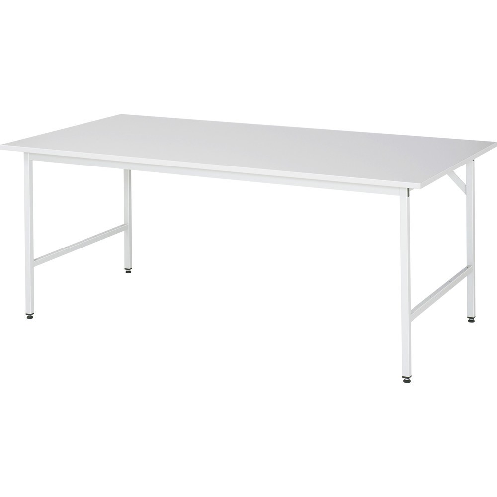 Produktabbildung: RAU höhenverstellbarer Werktisch Serie JERRY, HxBxT 800-850 x 2.500 x 1.000 mm, Arbeitsplatte EGB-Melamin-Belag
