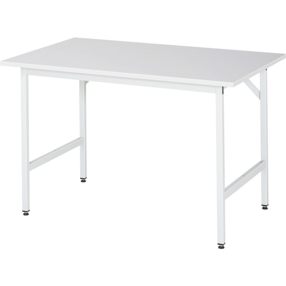 Produktabbildung: RAU höhenverstellbarer Werktisch Serie JERRY, HxBxT 800-850 x 1.250 x 800 mm, Arbeitsplatte EGB-Melamin-Belag