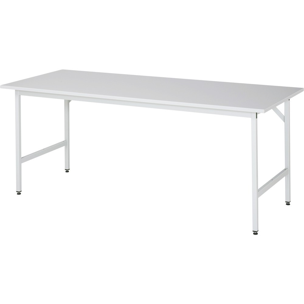 Produktabbildung: RAU höhenverstellbarer Werktisch Serie JERRY, HxBxT 800-850 x 2.500 x 800 mm, Arbeitsplatte Melamin-Belag
