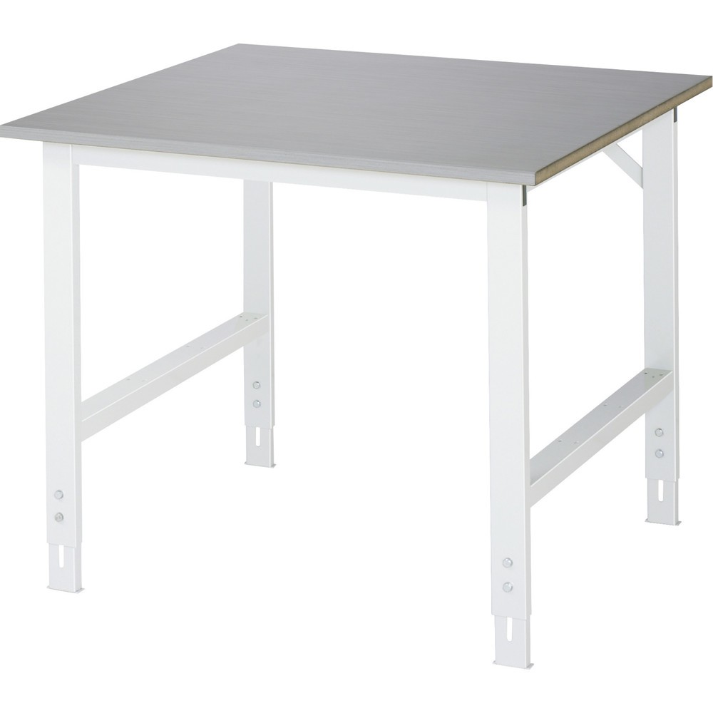 Produktabbildung: RAU höhenverstellbarer Werktisch Serie TOM, HxBxT 760-1.080 x 1.000 x 1.000 mm, Arbeitsplatte Edelstahlblech-Belag