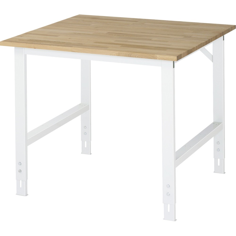 Produktabbildung: RAU höhenverstellbarer Werktisch Serie TOM, HxBxT 760-1.080 x 1.000 x 1.000 mm, Arbeitsplatte Buche-Massiv