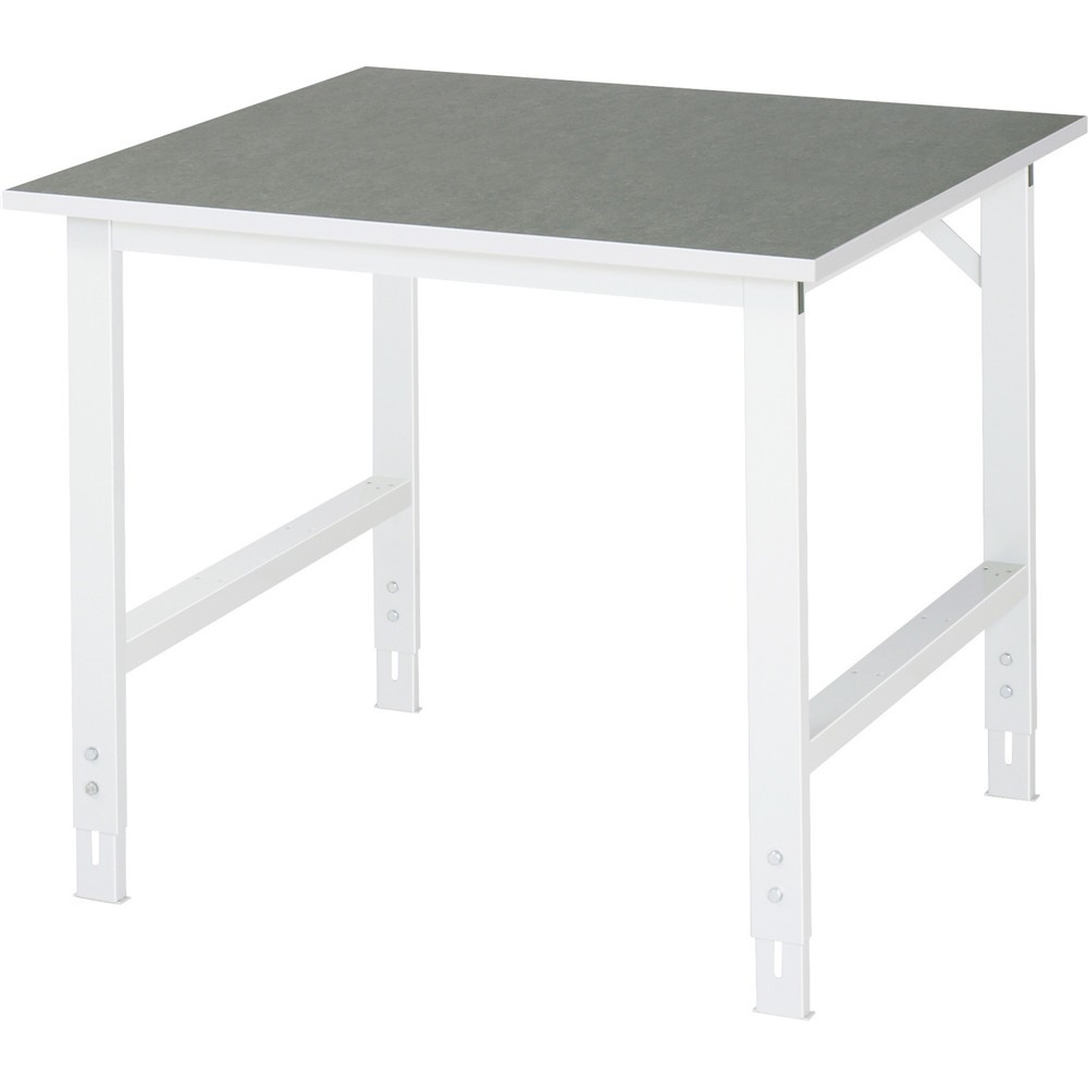 Produktabbildung: RAU höhenverstellbarer Werktisch Serie TOM, HxBxT 760-1.080 x 1.000 x 1.000 mm, Arbeitsplatte Linoleum-/Universal-Belag