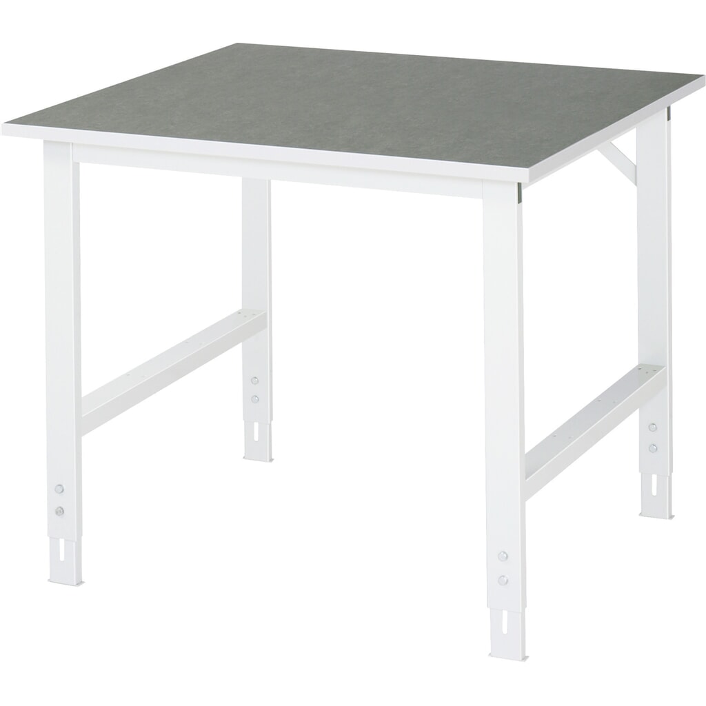 RAU höhenverstellbarer Werktisch Serie TOM, HxBxT 760-1.080 x 1.000 x 1.000 mm, Arbeitsplatte Linoleum-/Universal-Belag Produktabbildung: RAU höhenverstellbarer Werktisch Serie TOM, HxBxT 760-1.080 x 1.000 x 1.000 mm, Arbeitsplatte Linoleum-/Universal-Belag