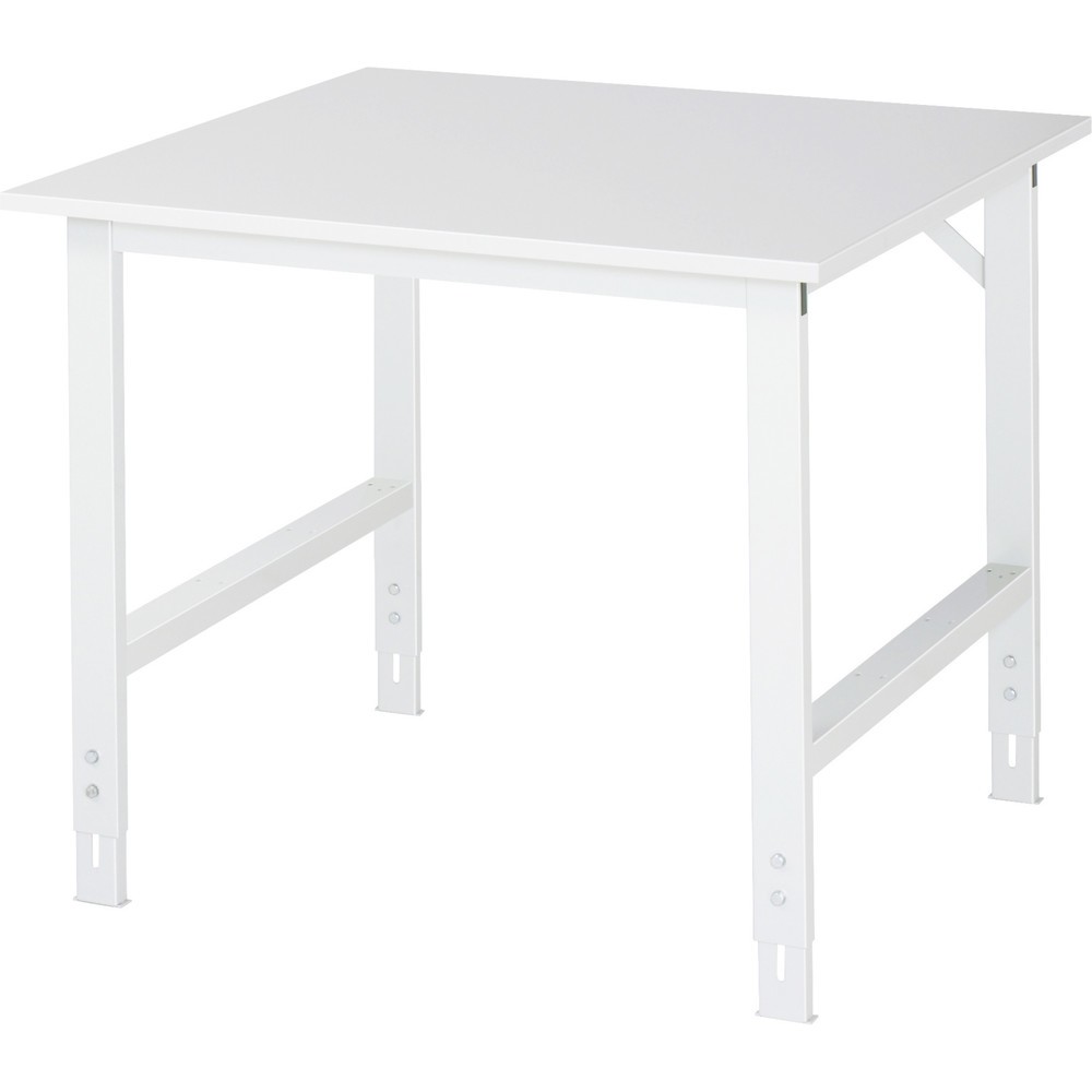 Produktabbildung: RAU höhenverstellbarer Werktisch Serie TOM, HxBxT 760-1.080 x 1.000 x 1.000 mm, Arbeitsplatte Melamin-Belag