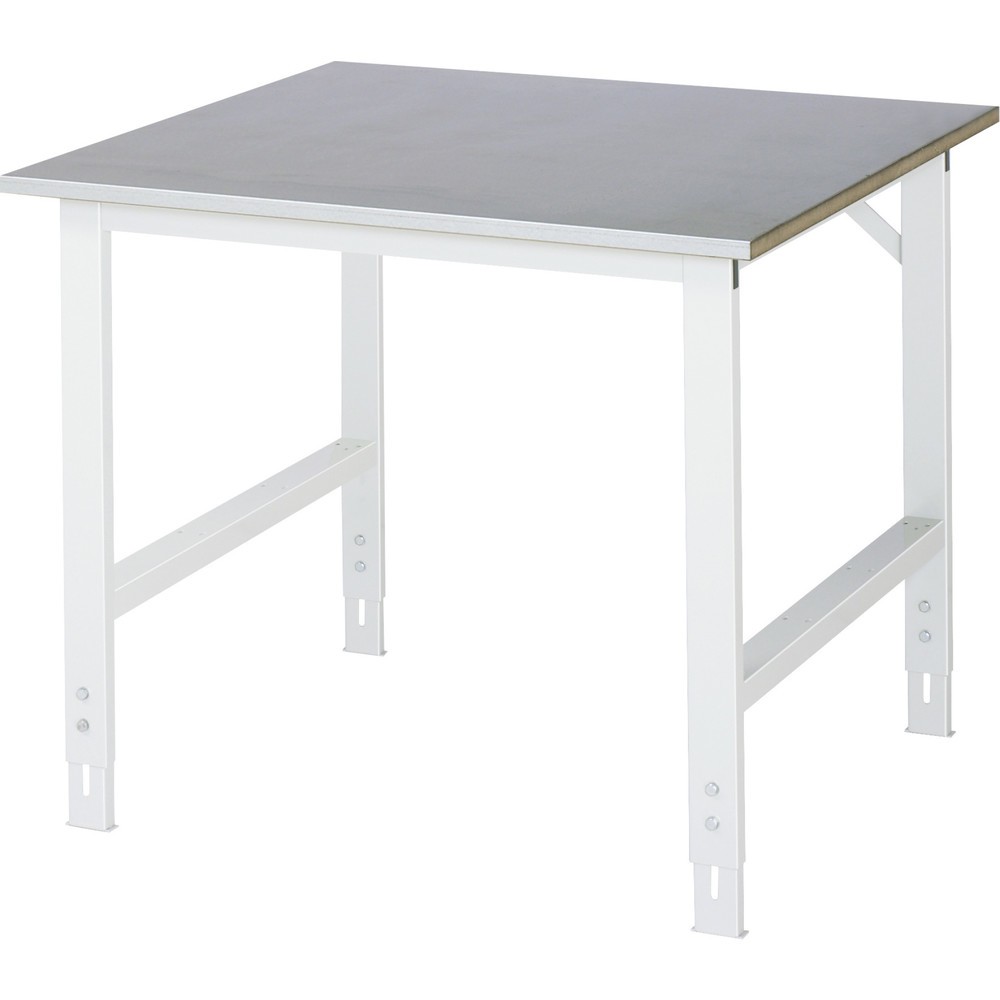 Produktabbildung: RAU höhenverstellbarer Werktisch Serie TOM, HxBxT 760-1.080 x 1.000 x 1.000 mm, Arbeitsplatte Stahlblechbelag