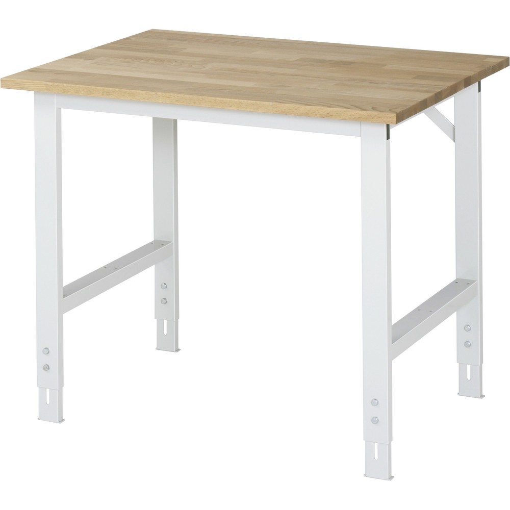 Produktabbildung: RAU höhenverstellbarer Werktisch Serie TOM, HxBxT 760-1.080 x 1.000 x 800 mm, Arbeitsplatte Buche-Massiv