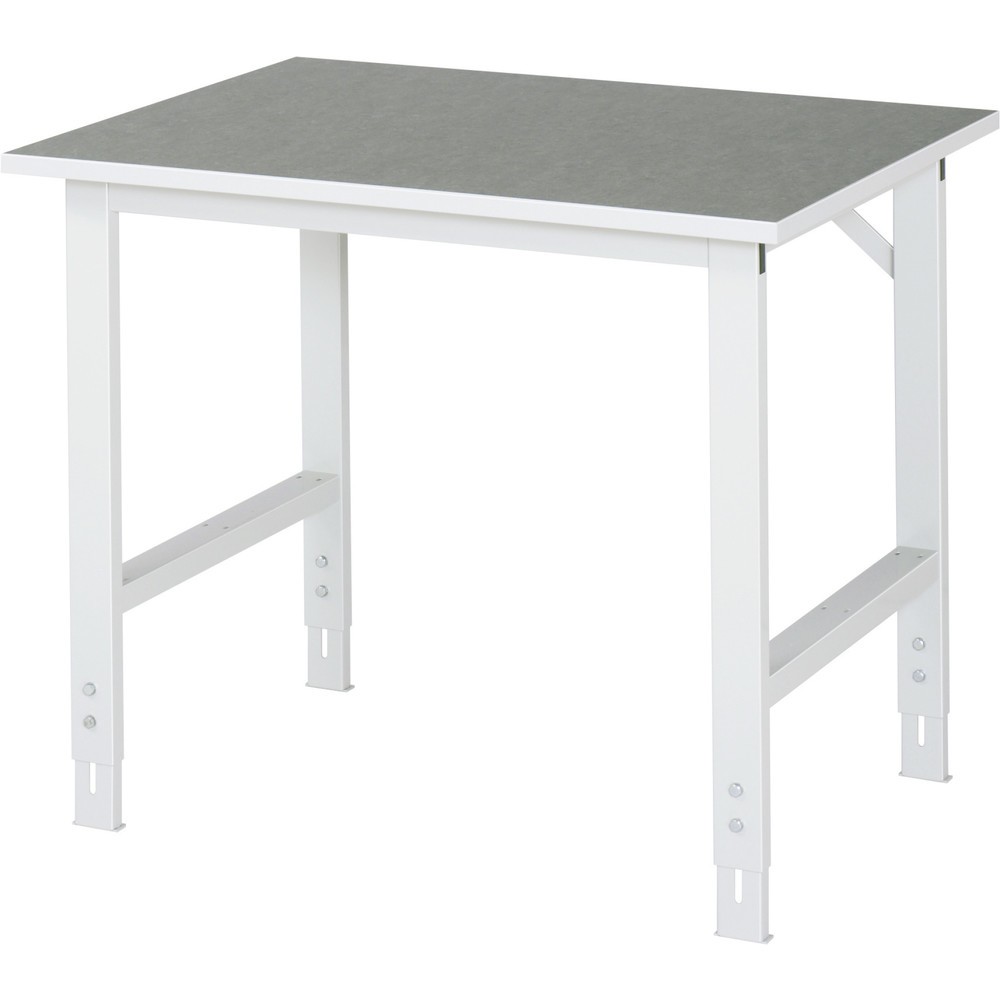 Produktabbildung: RAU höhenverstellbarer Werktisch Serie TOM, HxBxT 760-1.080 x 1.000 x 800 mm, Arbeitsplatte Linoleum-/Universal-Belag