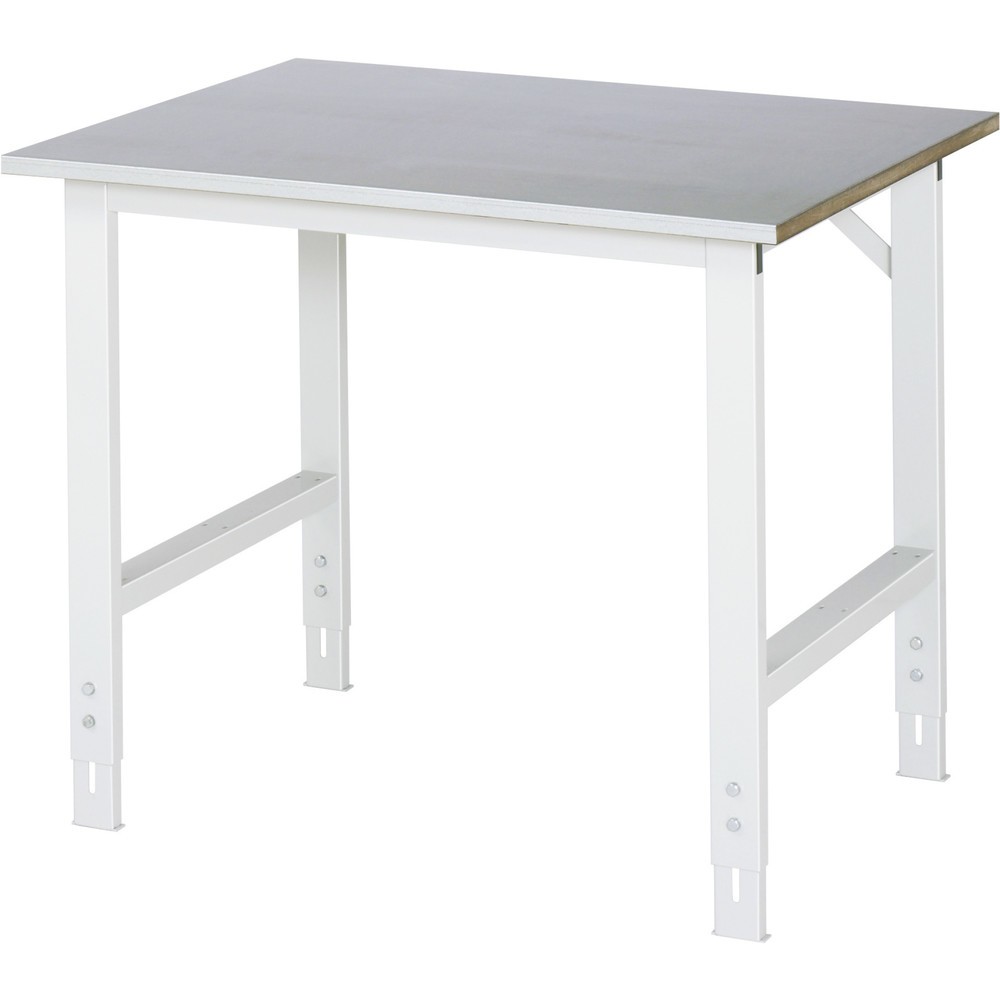 Produktabbildung: RAU höhenverstellbarer Werktisch Serie TOM, HxBxT 760-1.080 x 1.000 x 800 mm, Arbeitsplatte Stahlblechbelag