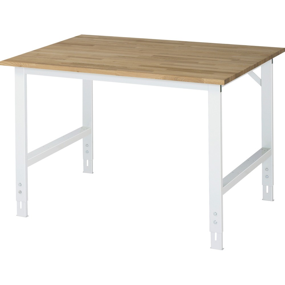Produktabbildung: RAU höhenverstellbarer Werktisch Serie TOM, HxBxT 760-1.080 x 1.250 x 1.000 mm, Arbeitsplatte Buche-Massiv