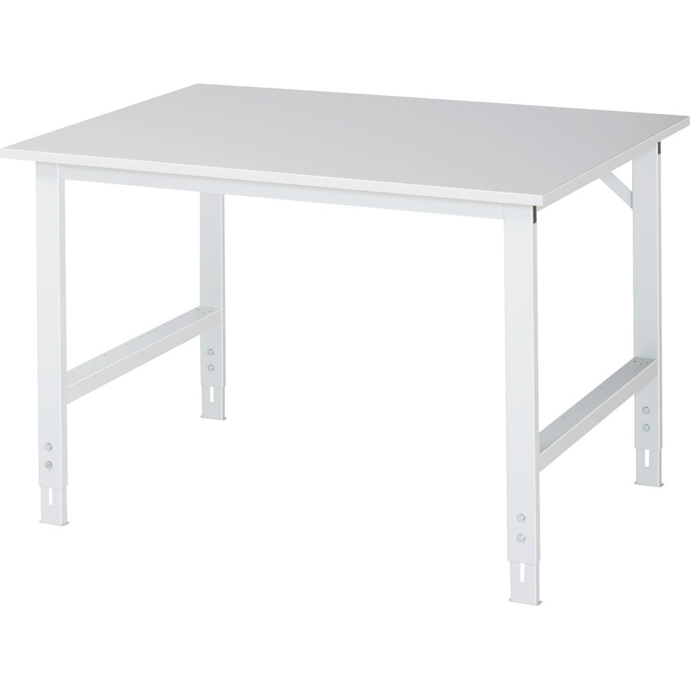 Produktabbildung: RAU höhenverstellbarer Werktisch Serie TOM, HxBxT 760-1.080 x 1.250 x 1.000 mm, Arbeitsplatte EGB-Melaminbelag