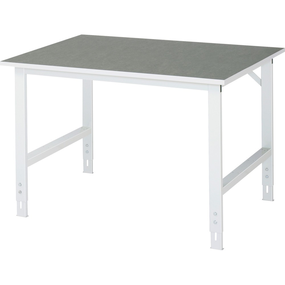 Produktabbildung: RAU höhenverstellbarer Werktisch Serie TOM, HxBxT 760-1.080 x 1.250 x 1.000 mm, Arbeitsplatte Linoleum-/Universal-Belag