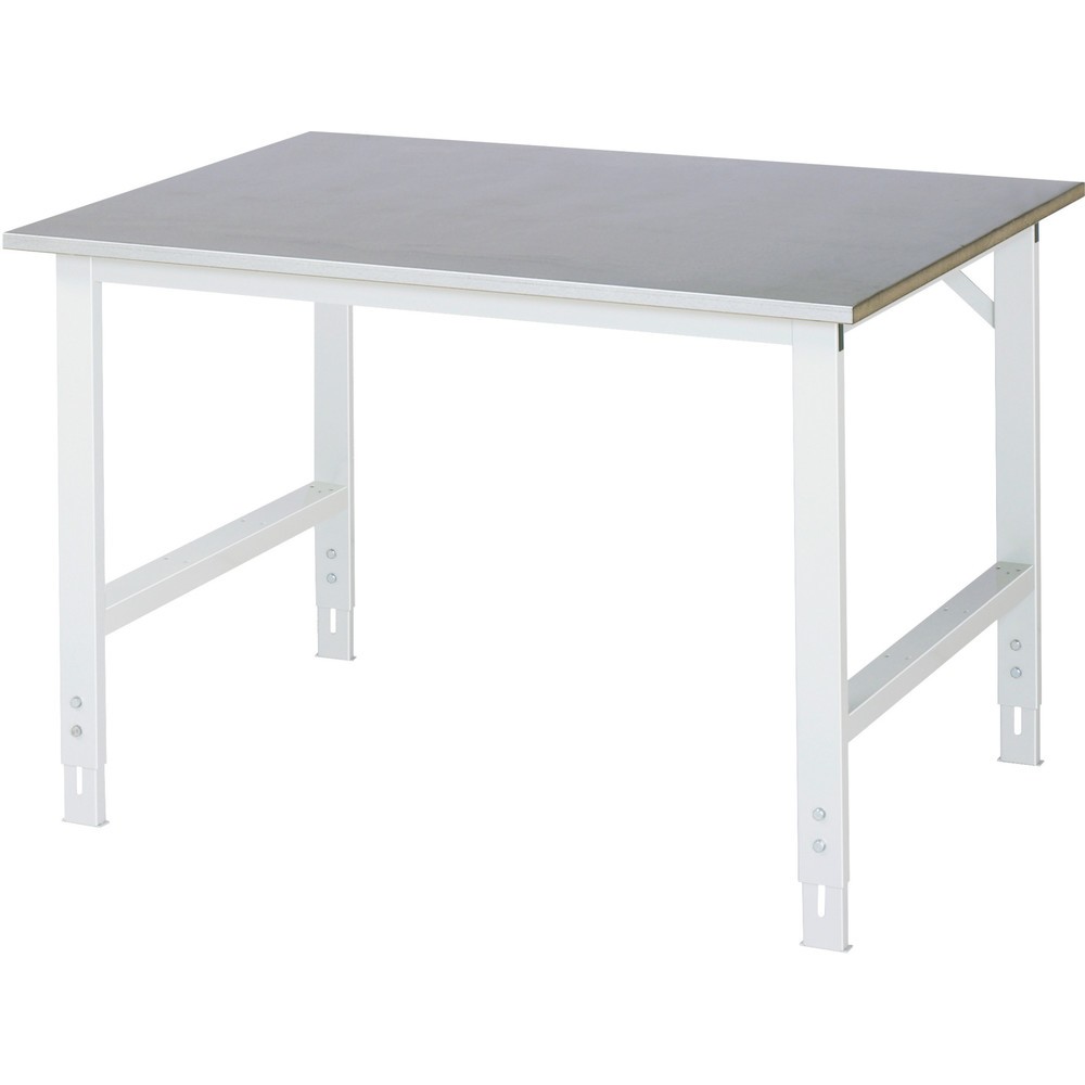 Produktabbildung: RAU höhenverstellbarer Werktisch Serie TOM, HxBxT 760-1.080 x 1.250 x 1.000 mm, Arbeitsplatte Stahlblechbelag