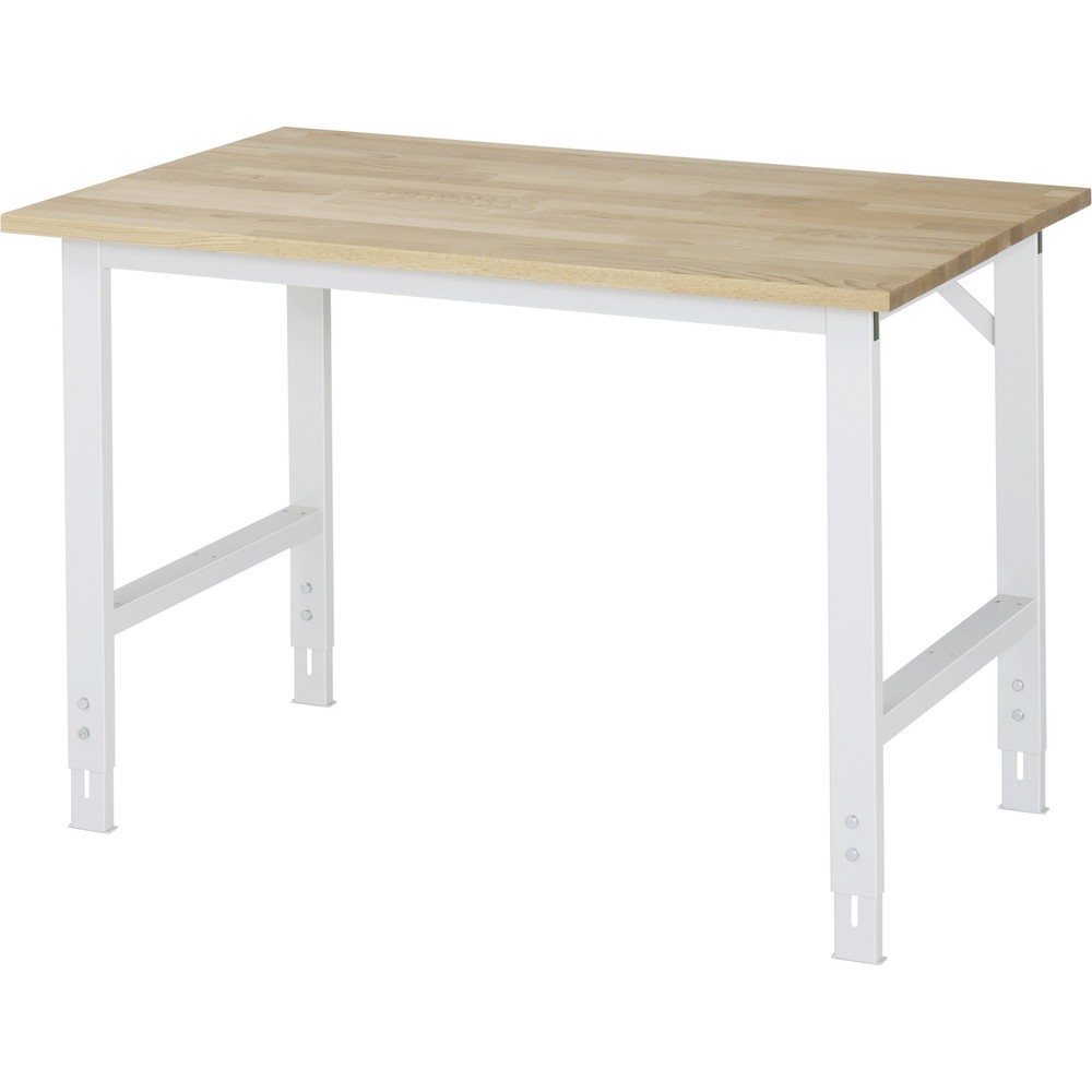 Produktabbildung: RAU höhenverstellbarer Werktisch Serie TOM, HxBxT 760-1.080 x 1.250 x 800 mm, Arbeitsplatte Buche-Massiv